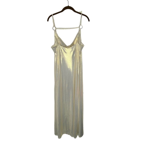 NWT River Island Womens Gold‎ Slip Maxi Dress Sz US 12 Slit Detail Gold Hardware - Picture 11 of 14